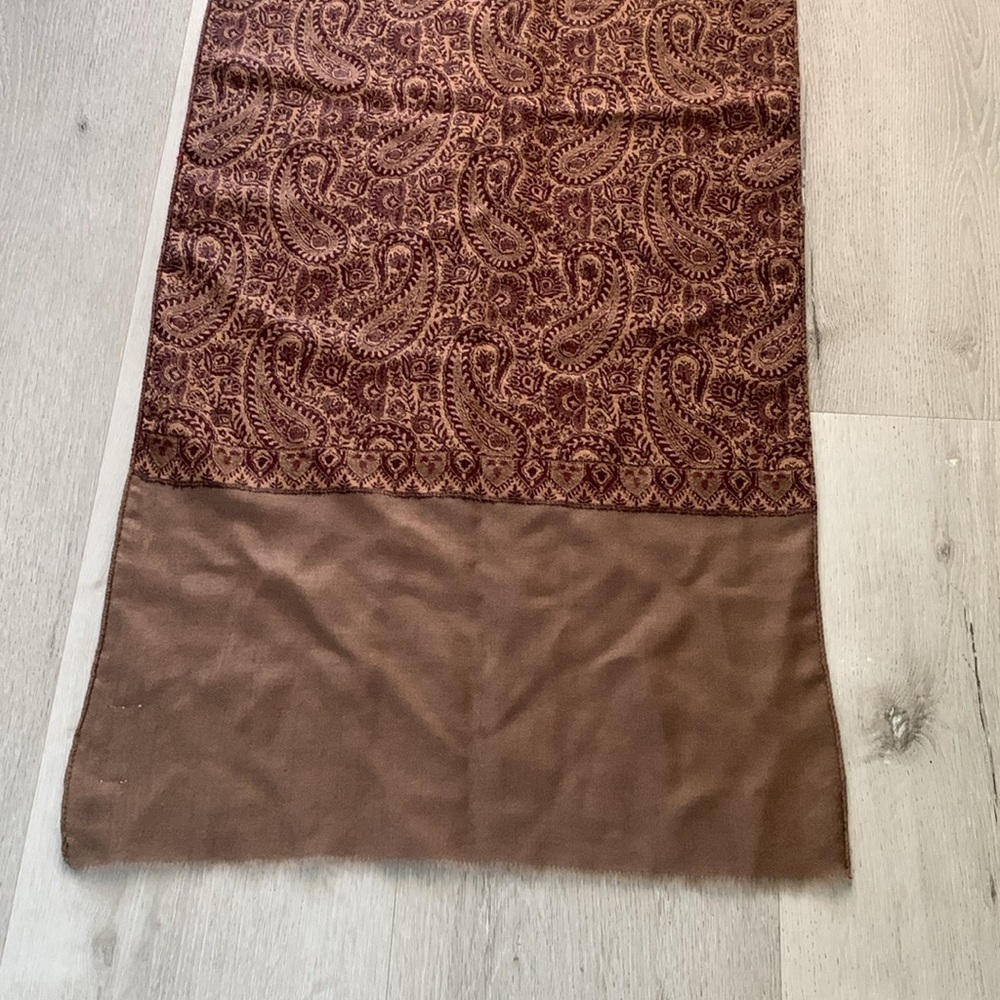 Pink collection 100% wool scarf paisley floral brown maroon‎ or table runner